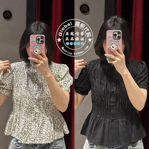 MOUSSY25春百搭碎花短袖衬衫女