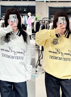 SLY国内代购 25秋冬 日系字母翻领针织上衣卫衣女 030IAR70-4031