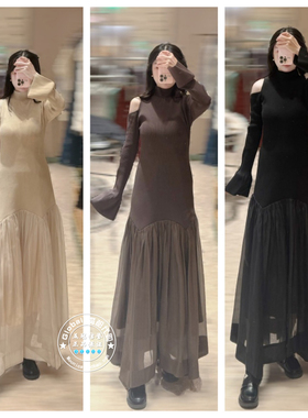 SNIDEL 国内代购 25秋冬 气质露肩拼接针织连衣裙 SWNO255083