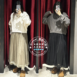 特价 MOUSSY代购 24秋冬 做旧拼接蕾丝休闲连衣裙子028HA980-2181