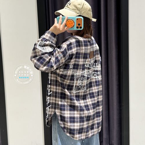 MOUSSY哆啦A梦联名格纹长袖衬衫