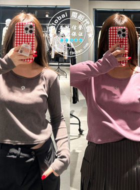 特价 SLY代购 25春夏 圆领修身短款长袖T恤衫上衣 030ISR90-1561