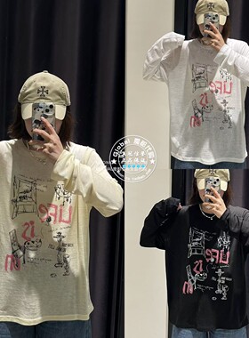 MOUSSY国内代购 26春夏 日系字母涂鸦打底T恤衫上衣028JSA90-1025
