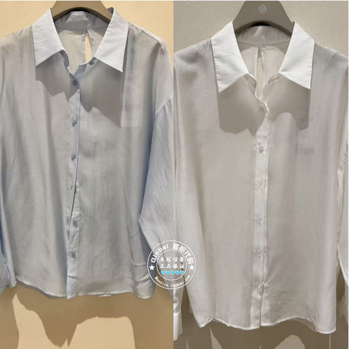 NUTS国内代购 2026春 纯色翻领镂空系带百搭长袖衬衫7210142A1