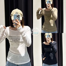 MOUSSY国内代购 25秋 轻薄大圆领长袖棉T恤衫女 028IAZ90-1071