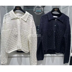 上衣028JSC70 特价 日系翻领镂空针织衫 26春 1028 MOUSSY国内代购