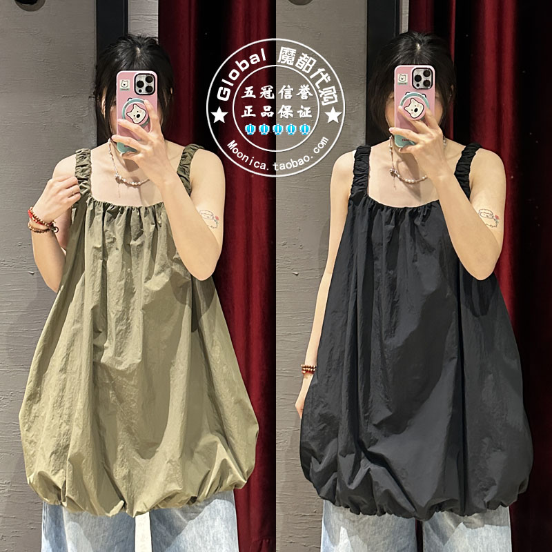 MOUSSY一字领无袖纯色连衣裙短裙