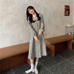 Real price ~ Vintage V-neck temperament medium length waist slim long sleeve dress has been tested