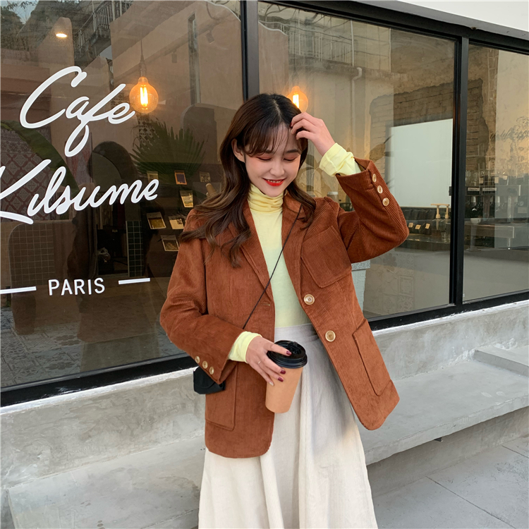 Real price ~ fashionable retro corduroy casual suit coat