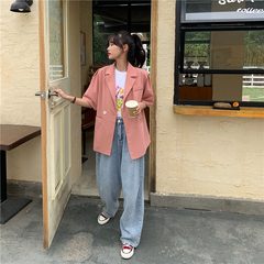 Real photo, real price ~ Korean version, versatile, fashionable, simple, thin, loose and short sleeve suit