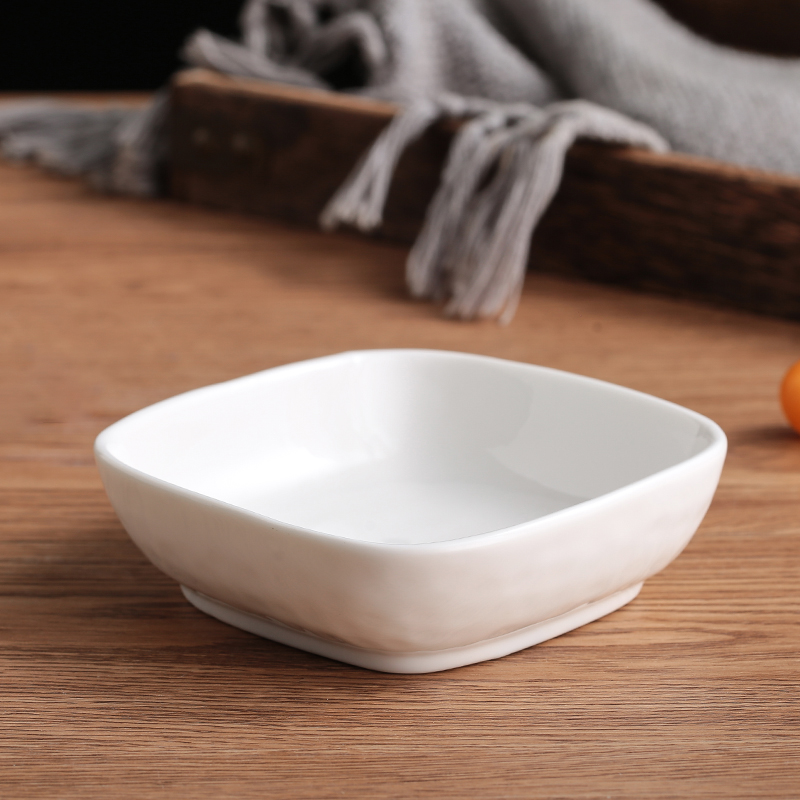 陶瓷5寸方碗厚实潮州白瓷方碟碗