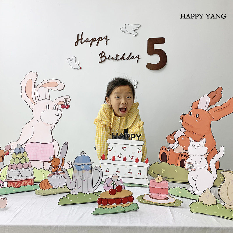 小红书同款INS风儿童宝宝周岁生日派对拍照桌面KT板装饰动物小兔高性价比高么？