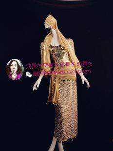 鸿舞衣豹纹三件套 大包头巾