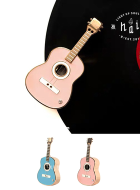 HAI2 八门虫社mini吉他合金音乐盒创意礼物节日八音盒粉色蓝色new