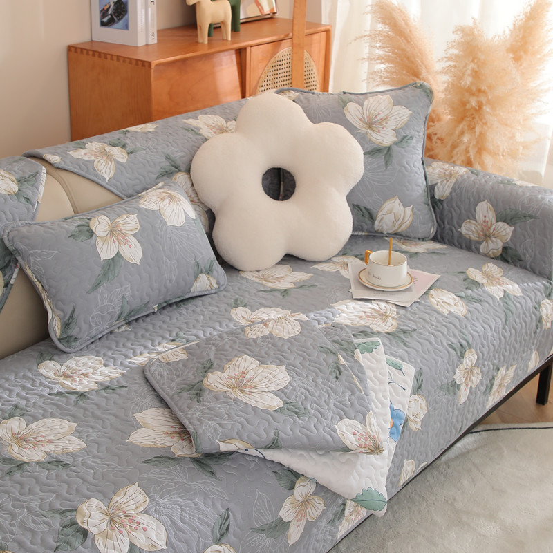 全棉沙发垫四季通用防滑北欧现代纯棉皮坐垫子简约全包套罩巾盖布