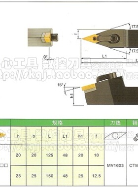 压板式数控车刀/刀杆/外圆车刀/MVVNN2525M16 25方72.5度尖刀
