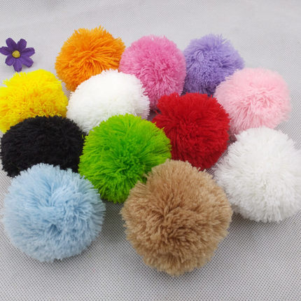7cm开司米普通球彩色毛绒球毛毛球大DIY服装辅料鞋帽配饰6个包邮