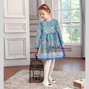 欧美大牌奢华宫廷风 童装秋冬新款女童长袖连衣裙儿童公主裙裙子