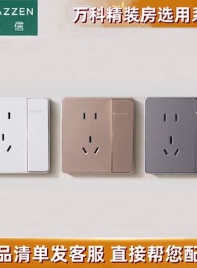 LAZZEN良信开关插座 一开五孔带开关 雅仕香槟金 雅白色 星空灰