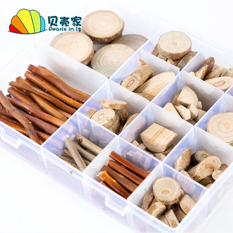 树枝手工装饰diy材料幼儿园原木天然枝片美工区摆件低结构盒套装
