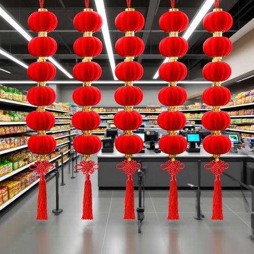 新年植绒小灯笼2026户外