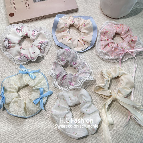 韩系布艺蓝边碎花大肠发