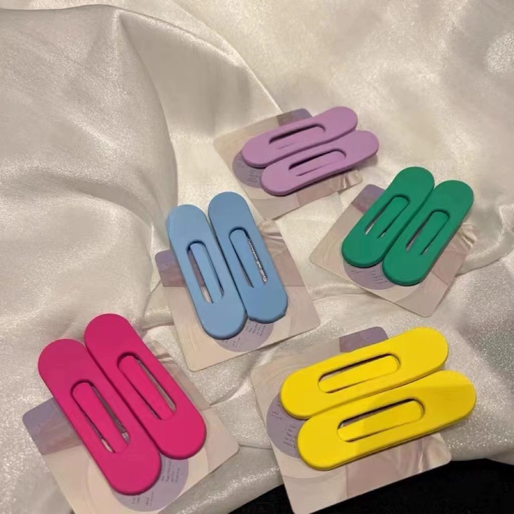 ins风彩色磨砂发夹女侧边无痕刘海发卡夏季前额鸭嘴一字夹子头饰