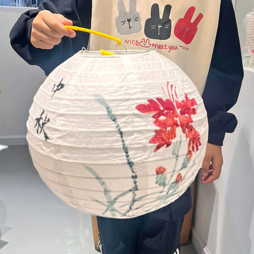 纯白色美术diy绘画灯笼儿