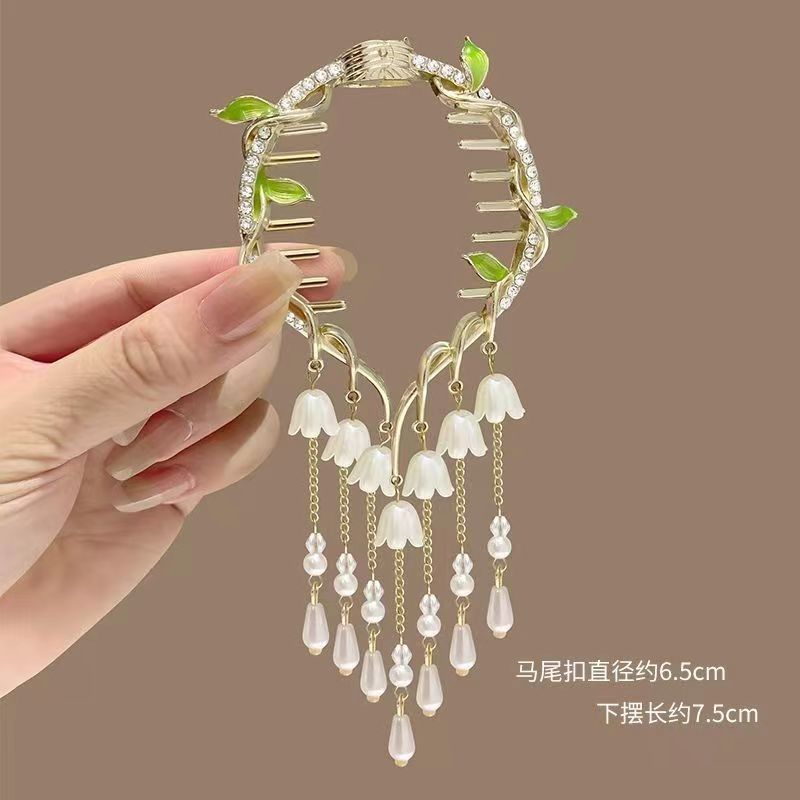 古风铃兰花流苏发夹丸子