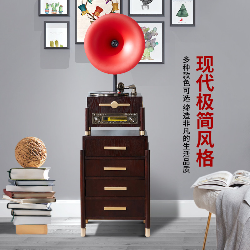 老式复古台式黑胶LP留声机片机中美式客厅电唱机仿古大喇叭音响
