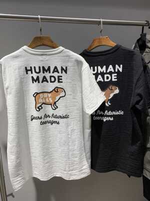 日系潮牌竹节棉human made背后小狗男女款圆领短袖T恤