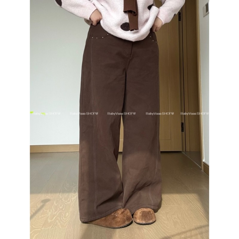 【冷萃曼特】加绒微胖大码宽松阔腿裤显瘦高腰美拉德牛仔裤 8921,女装/女士精品,牛仔裤,淘宝优惠券,粉丝福利购,淘宝优惠卷