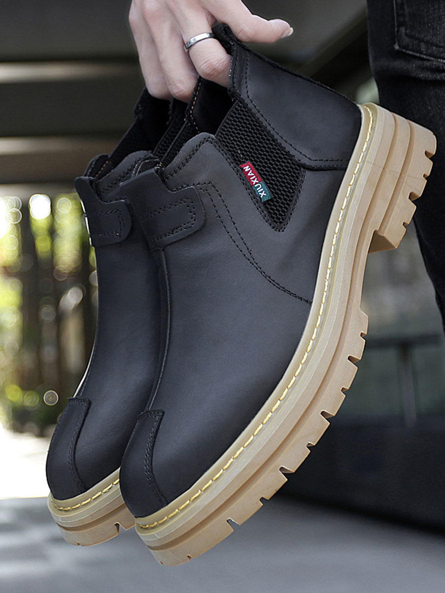 BRITISH STYLE CHELSEA MARTIN BOOTS MENS TREND MID-TOP 2024 AUTUMN BREATHABLE CASUAL BIG-HEADED CARGO SHOES MEN
