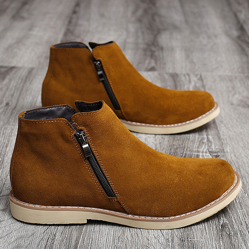 SIDE ZIPPER CHELSEA BOOTS MENS KOREAN VERSION VERSATILE BRITISH STYLE MENS BOOTS SHORT BOOTS HIGH-TOP SUEDE LEATHER MARTIN BOOTS