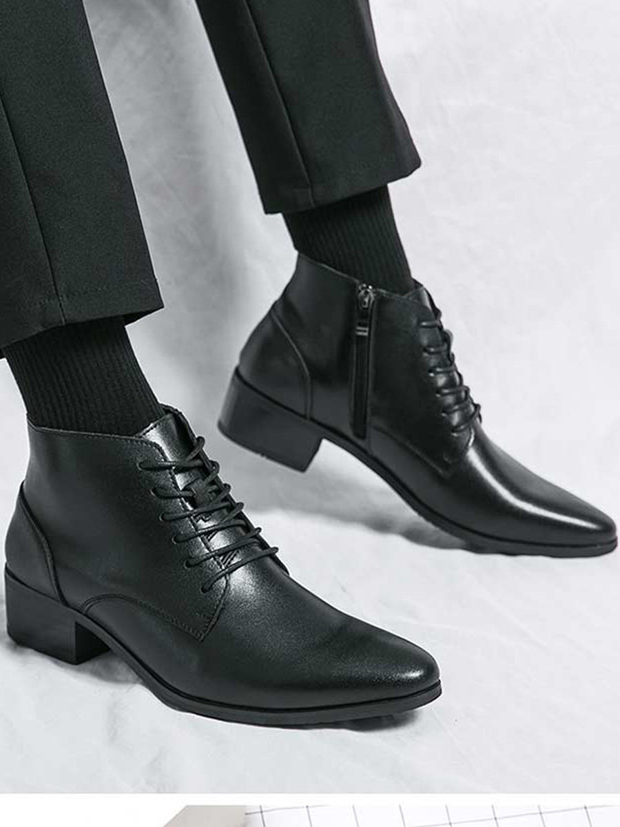 SIDE ZIP CHELSEA BOOTS MENS VINTAGE LEATHER HIGH-TOP BUSINESS FORMAL POINTED SCALP SHOES BRITISH VELVET MARTIN BOOTS