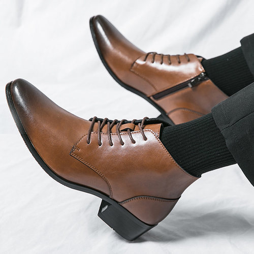 切尔西靴皮鞋拉链真皮商务马丁靴