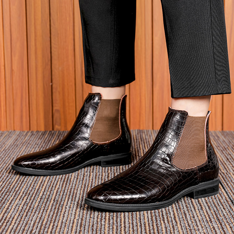 CHELSEA BOOTS MENS HIGH-TOP BRITISH MARTIN BOOTS LEATHER ANKLE BOOTS VERSATILE CASUAL SIZE 37 MENS BOOTS POINTY SCALP SHOES