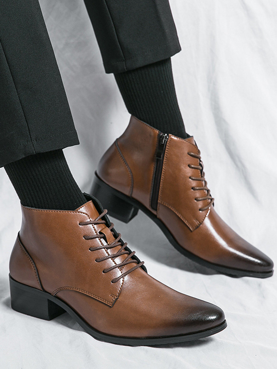 SIDE ZIP CHELSEA BOOTS MENS VINTAGE LEATHER HIGH-TOP BUSINESS FORMAL POINTED SCALP SHOES BRITISH VELVET MARTIN BOOTS