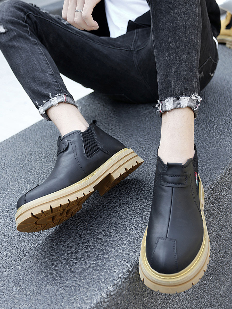 BRITISH STYLE CHELSEA MARTIN BOOTS MENS TREND MID-TOP 2024 AUTUMN BREATHABLE CASUAL BIG-HEADED CARGO SHOES MEN