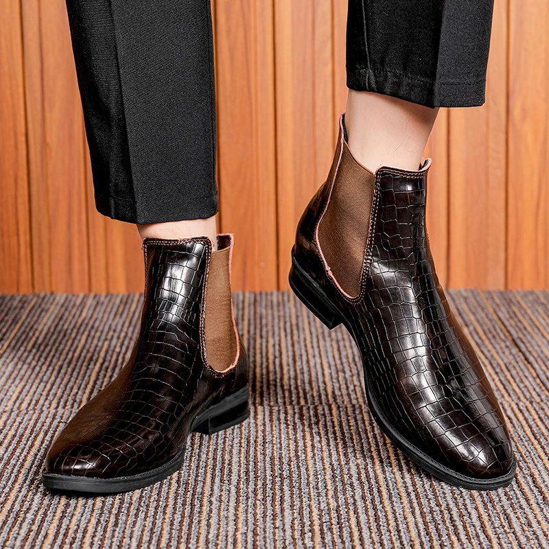 CHELSEA BOOTS MENS HIGH-TOP BRITISH MARTIN BOOTS LEATHER ANKLE BOOTS VERSATILE CASUAL SIZE 37 MENS BOOTS POINTY SCALP SHOES