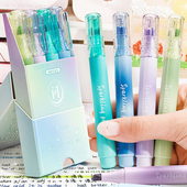 细闪荧光笔高颜值简约大容量彩色手账笔学生专用小号迷你便携荧光标记划重点做笔记彩笔多色软头手帐银光彩笔