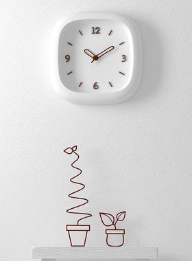 免打孔钟表2024新款方形挂钟客厅简约现代创意墙面餐桌静音时钟