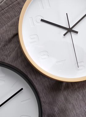 简约现代扫秒静音钟表时尚小挂钟12寸卧室客厅时钟挂表圆形钟