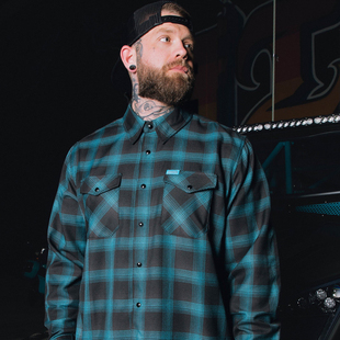 hiphop奇卡洛chicano西海岸朋克机车拼接oversize重格子工装 衬衫