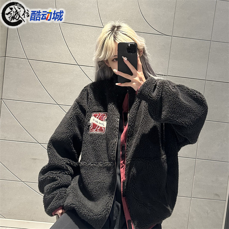 Nike耐克外套男羊羔绒两面穿时尚百搭立领休闲夹克FV8588-010-133