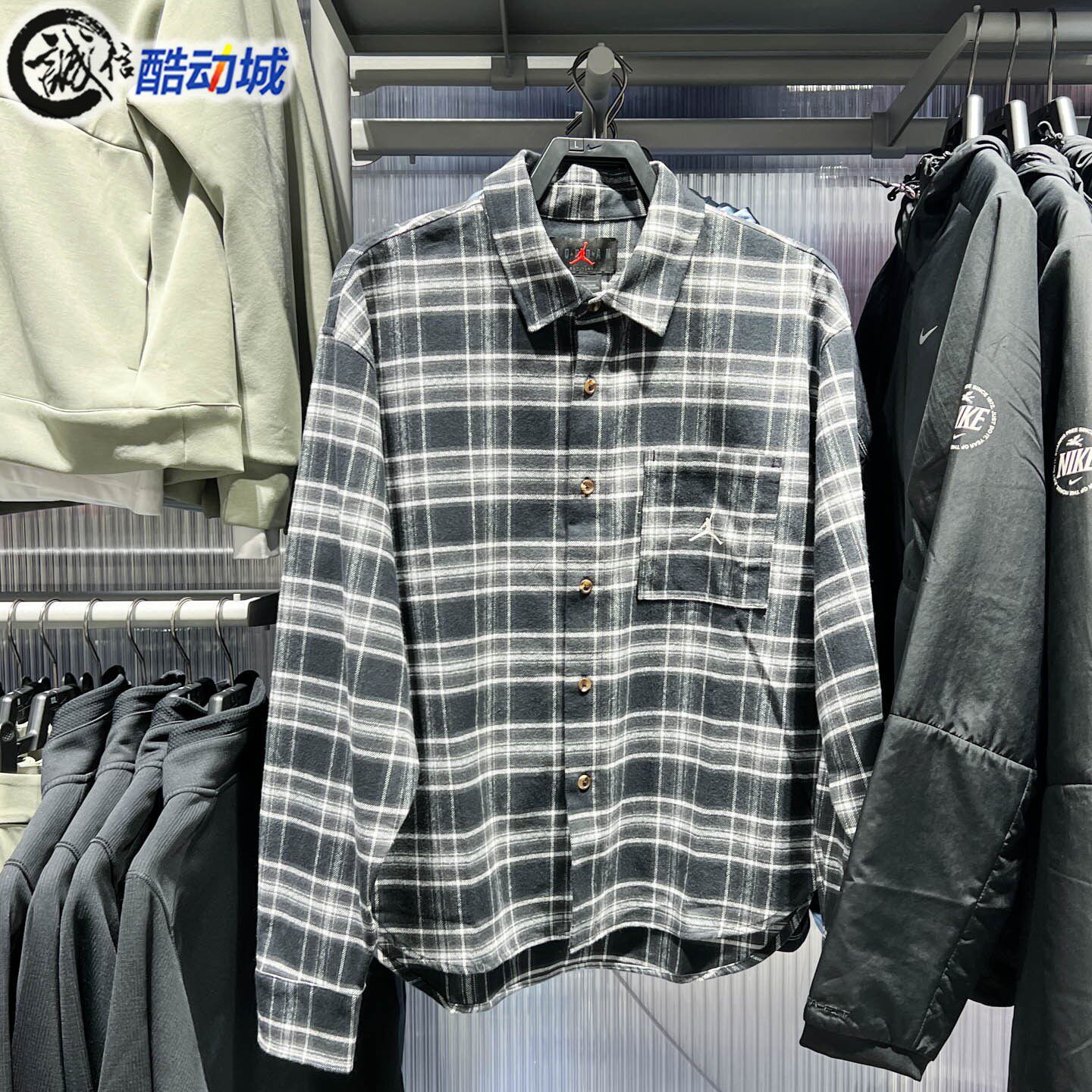 Nike耐克男子2026春新款Jordan经典百搭纯棉法兰绒衬衫IF1858-010
