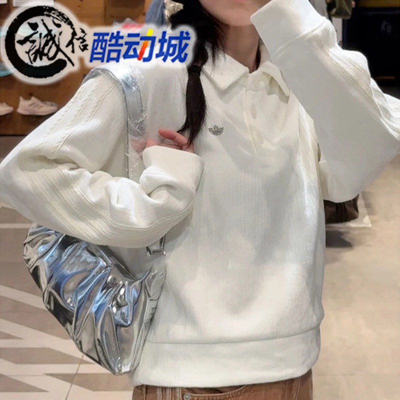 阿迪达斯三叶草女子2025秋新款针织运动休闲POLO衫 KS5982 KS5981