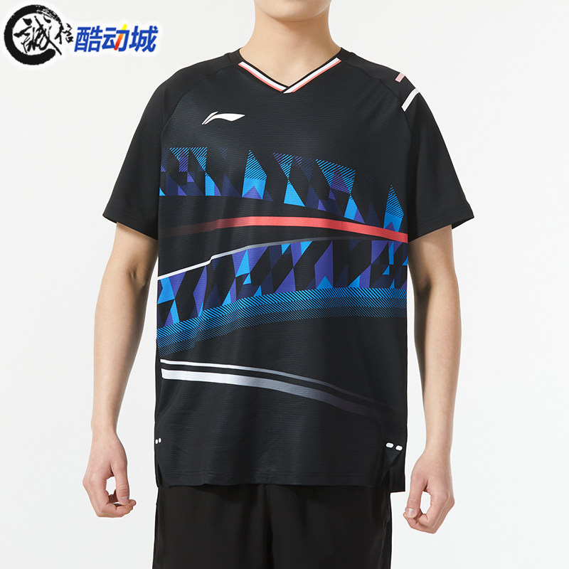 李宁男装羽毛球服国际球星大赛吸湿排汗速干透气运动短袖 AAYU131