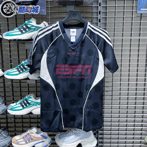 阿迪达斯三叶草女子2026夏运动休闲街头风波点针织短袖T恤 KV1189