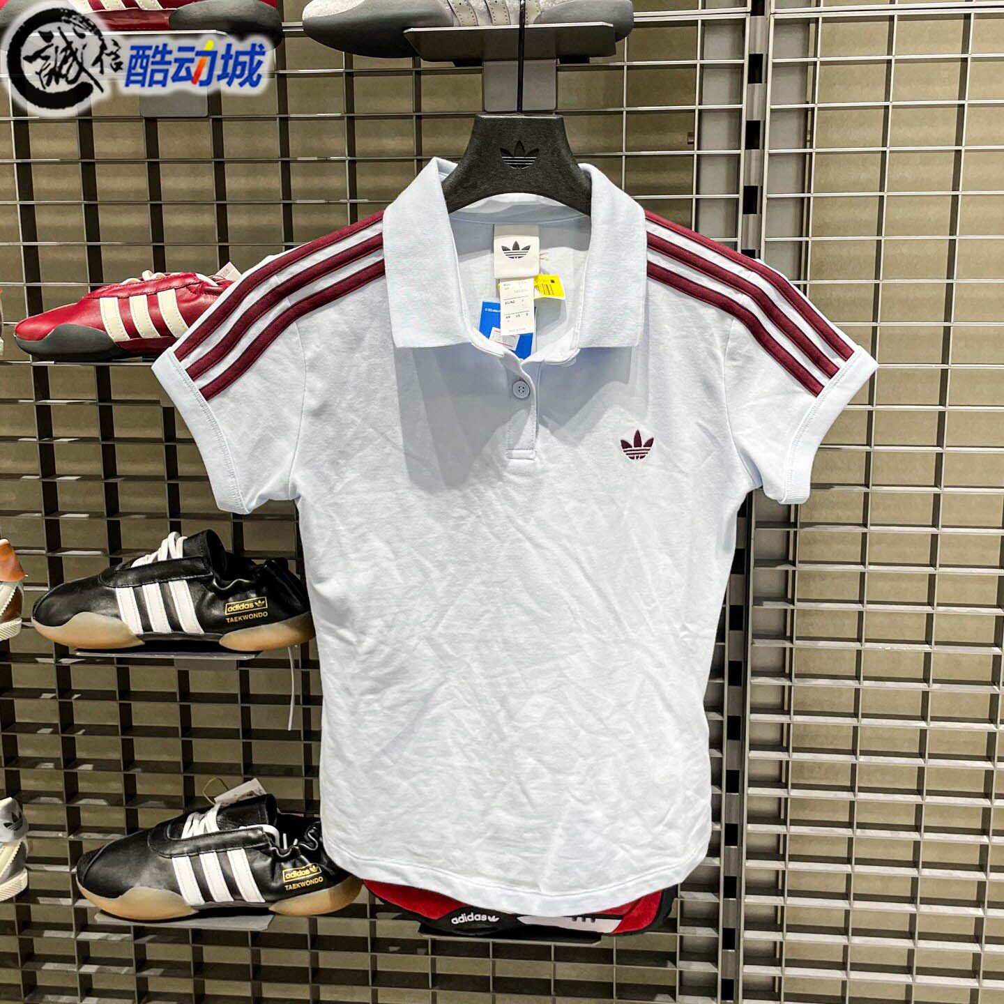 阿迪达斯三叶草女子2026夏季时尚针织三条纹运动短袖POLO衫KD3698